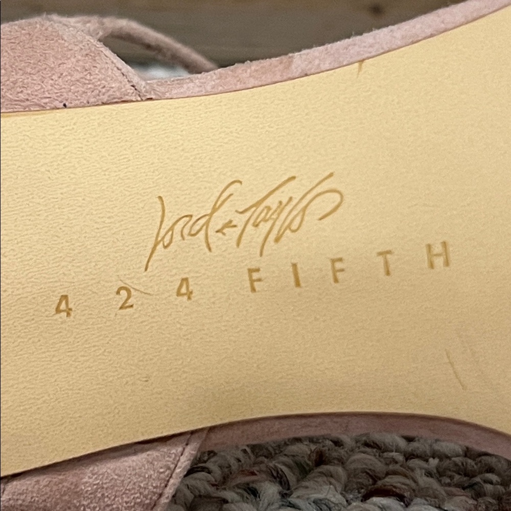 Lord & Taylor 424 Fifth Giovanna Blush Rose Suede Slingback Heels - Picture 5 of 14